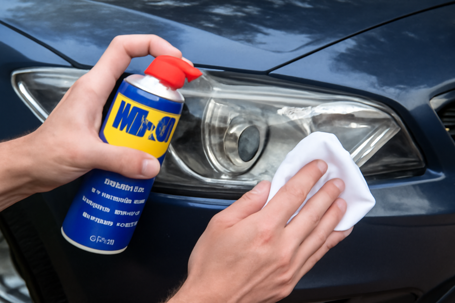 how to clean headlights with WD40